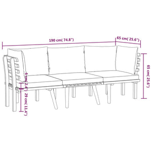 vidaXL 3-Piece Garden Lounge Set with Cushions Solid Acacia Wood