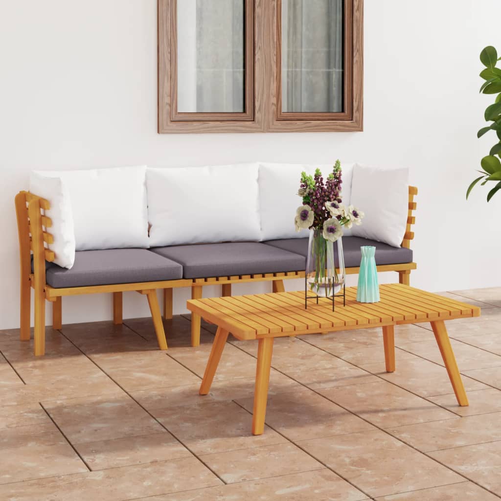 vidaXL 3-Piece Garden Lounge Set with Cushions Solid Acacia Wood