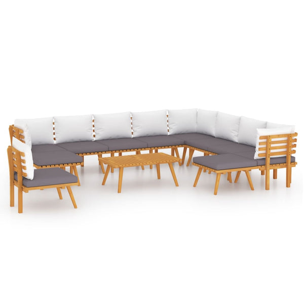 vidaXL 12-piece Garden Lounge Set with Cushions Solid Acacia Wood