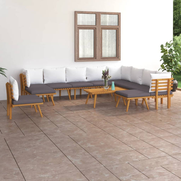vidaXL 12-piece Garden Lounge Set with Cushions Solid Acacia Wood