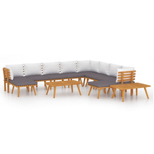 vidaXL 12-piece Garden Lounge Set with Cushions Solid Acacia Wood
