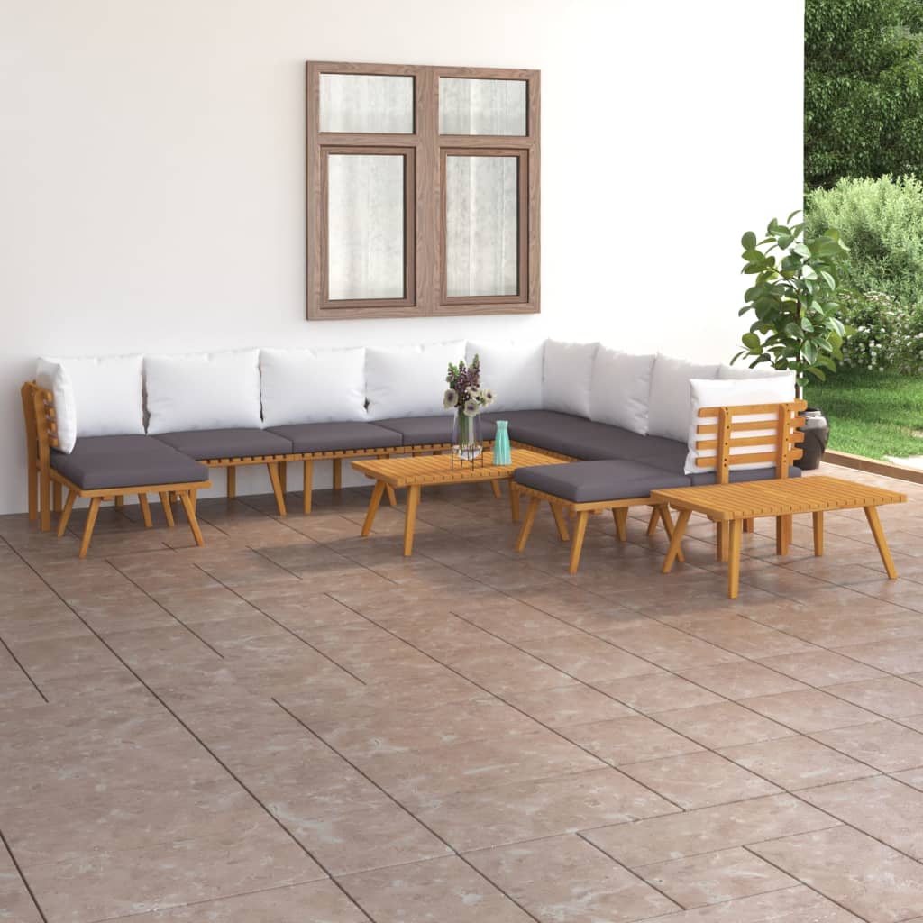 vidaXL 12-piece Garden Lounge Set with Cushions Solid Acacia Wood