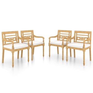 vidaXL Batavia Chairs 4 pcs. with cushions Solid Teak Wood