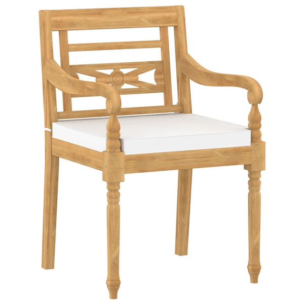 vidaXL Batavia Chairs 4 pcs. with cushions Solid Teak Wood