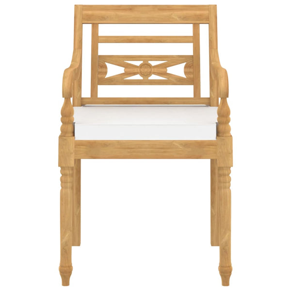 vidaXL Batavia Chairs 4 pcs. with cushions Solid Teak Wood