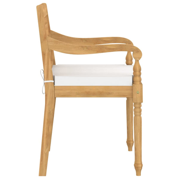 vidaXL Batavia Chairs 4 pcs. with cushions Solid Teak Wood
