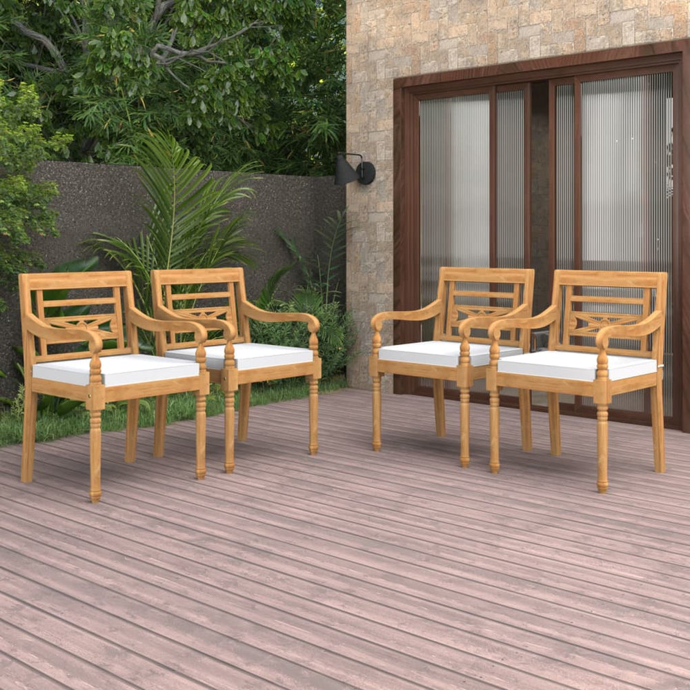 vidaXL Batavia Chairs 4 pcs. with cushions Solid Teak Wood