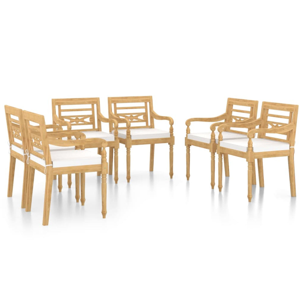 vidaXL Batavia Chairs 6 pcs. with Cushions Solid Teak Wood