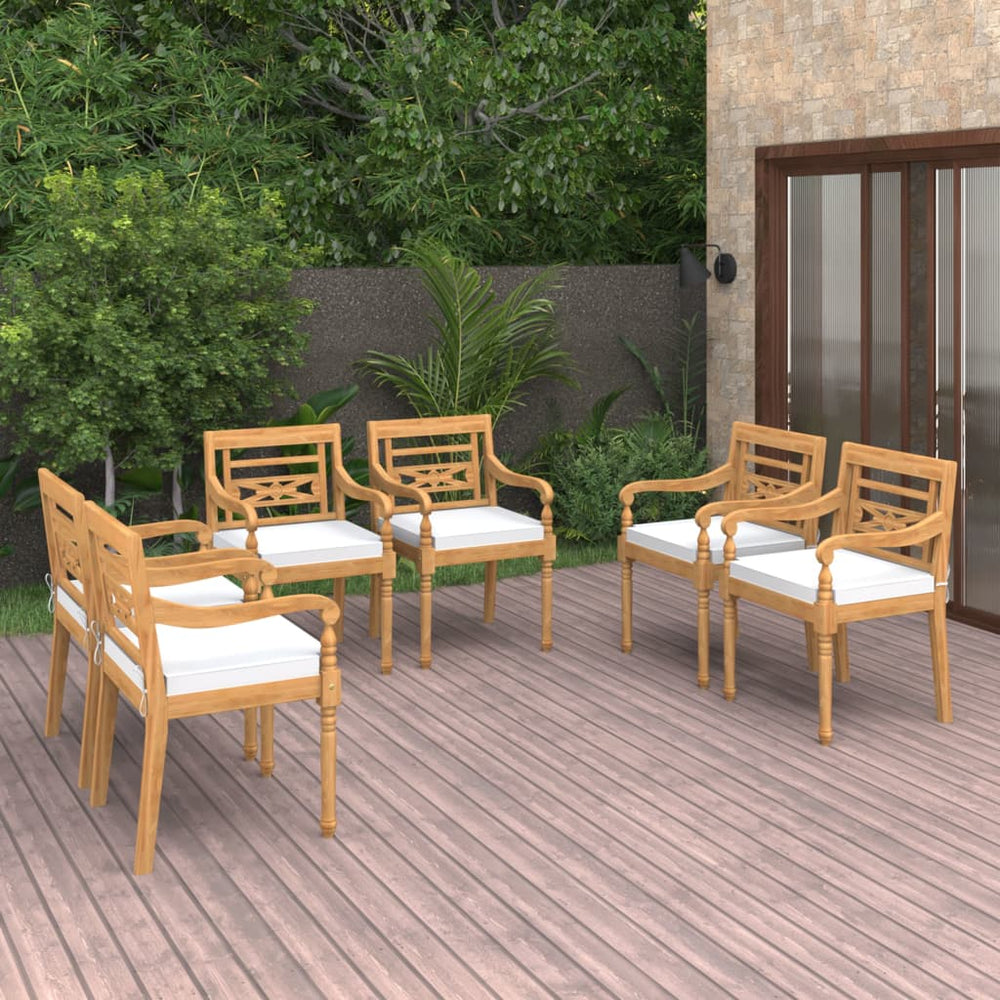 vidaXL Batavia Chairs 6 pcs. with Cushions Solid Teak Wood