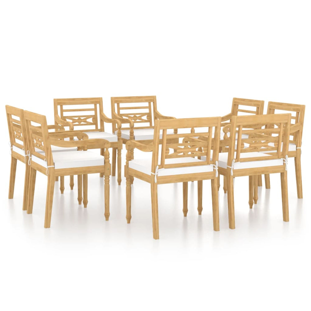 vidaXL Batavia Chairs 8 pcs. with Cushions Solid Teak Wood