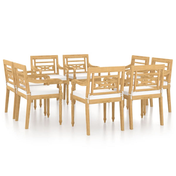 vidaXL Batavia Chairs 8 pcs. with Cushions Solid Teak Wood