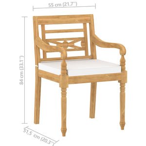 vidaXL Batavia Chairs 8 pcs. with Cushions Solid Teak Wood
