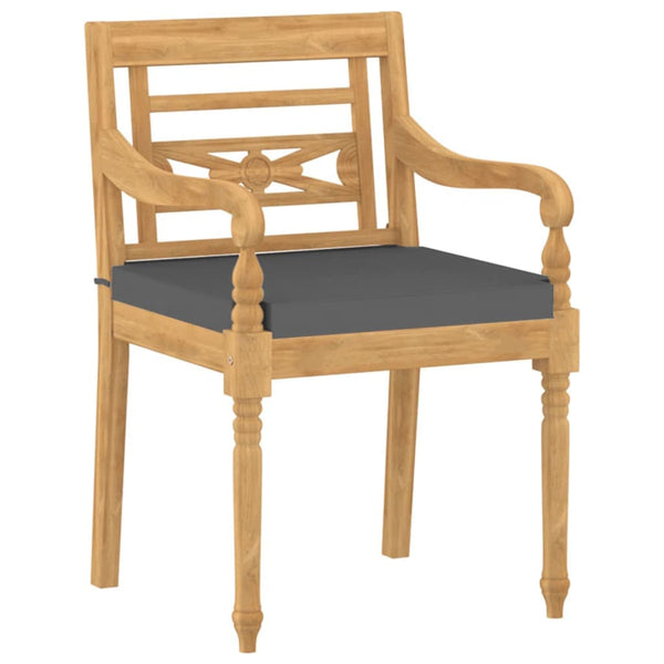 vidaXL Batavia Chairs 4 pcs. with cushions Solid Teak Wood