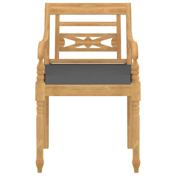 vidaXL Batavia Chairs 4 pcs. with cushions Solid Teak Wood