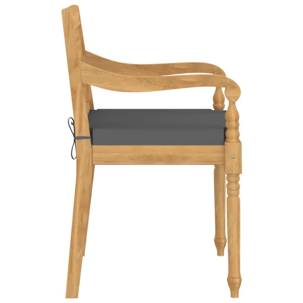 vidaXL Batavia Chairs 4 pcs. with cushions Solid Teak Wood