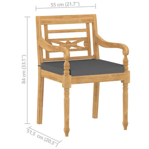 vidaXL Batavia Chairs 4 pcs. with cushions Solid Teak Wood