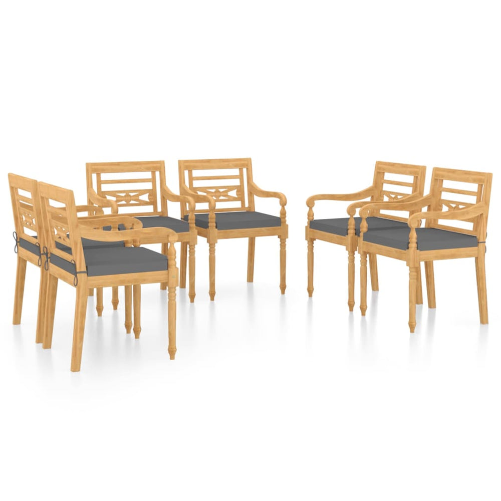 vidaXL Batavia Chairs 6 pcs. with Cushions Solid Teak Wood