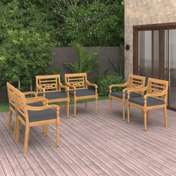vidaXL Batavia Chairs 6 pcs. with Cushions Solid Teak Wood