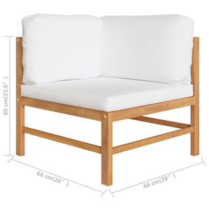 4-tlg. Garten-Lounge-Set mit Creme Kissen Massivholz Teak