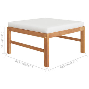 4-tlg. Garten-Lounge-Set mit Creme Kissen Massivholz Teak