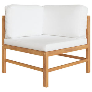 4-Sitzer-Gartensofa mit Creme Kissen Massivholz Teak