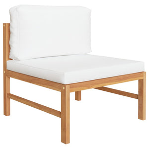 4-Sitzer-Gartensofa mit Creme Kissen Massivholz Teak