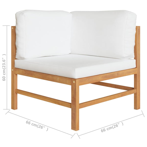 4-Sitzer-Gartensofa mit Creme Kissen Massivholz Teak