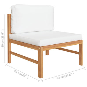 4-Sitzer-Gartensofa mit Creme Kissen Massivholz Teak