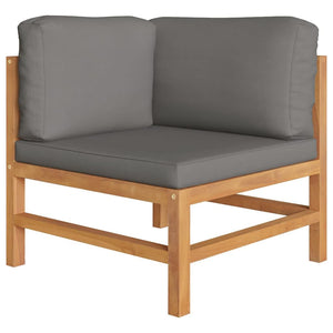 vidaXL 11-pc. Garden Lounge Set with Grey Cushions Solid Teak Wood