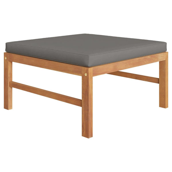 vidaXL 11-pc. Garden Lounge Set with Grey Cushions Solid Teak Wood