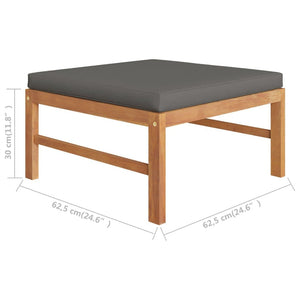 vidaXL 11-pc. Garden Lounge Set with Grey Cushions Solid Teak Wood