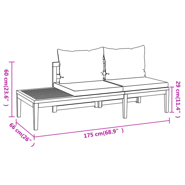 vidaXL 3-Piece Garden Lounge Set with Cream White Cushions Solid Acacia Wood