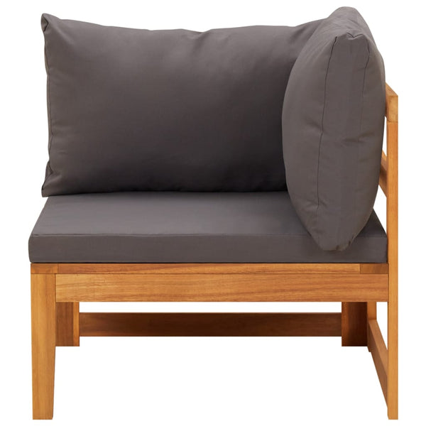 vidaXL 4-Piece Garden Lounge Set with Dark Grey Cushions Acacia Wood