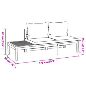 vidaXL 4-Piece Garden Lounge Set with Dark Grey Cushions Acacia Wood