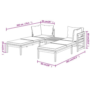 vidaXL 3-Piece Garden Lounge Set with Dark Grey Cushions Solid Acacia Wood