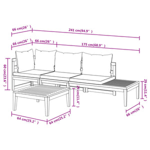 vidaXL 3-Piece Garden Lounge Set with Dark Grey Cushions Solid Acacia Wood