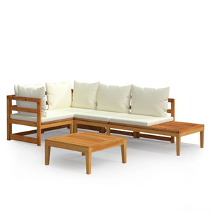 vidaXL 4-piece Garden Lounge Set with Cream White Cushions Acacia Wood