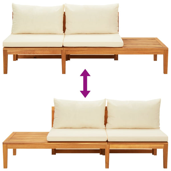 vidaXL 4-piece Garden Lounge Set with Cream White Cushions Acacia Wood