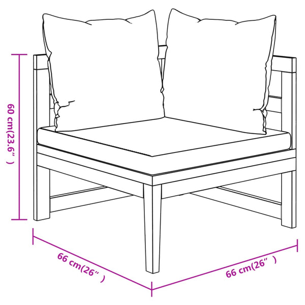 vidaXL 4-Piece Garden Lounge Set with Dark Grey Cushions Acacia Wood