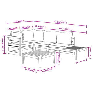 vidaXL 4-Piece Garden Lounge Set with Dark Grey Cushions Acacia Wood