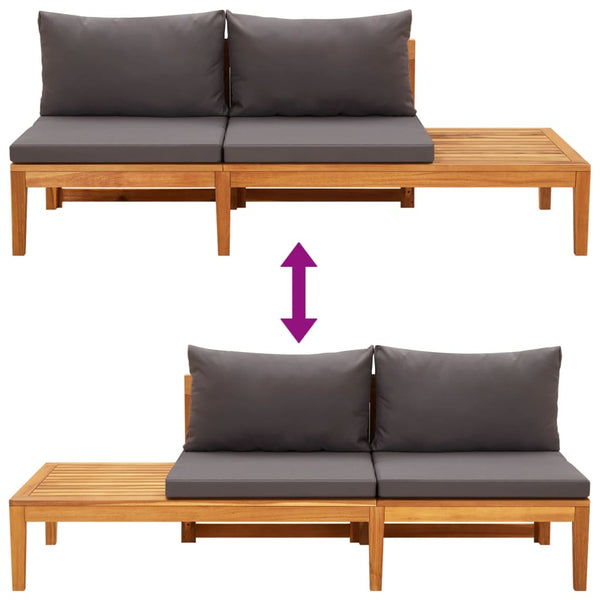 vidaXL 4-Piece Garden Lounge Set with Dark Grey Cushions Acacia Wood