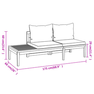vidaXL 4-Piece Garden Lounge Set with Dark Grey Cushions Acacia Wood