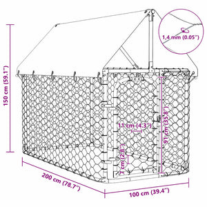 vidaXL Outdoor Dog Kennel with Roof 200x100x150 cm