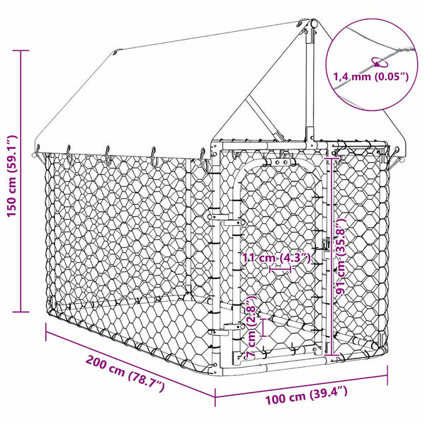 vidaXL Outdoor Dog Kennel with Roof 200x100x150 cm