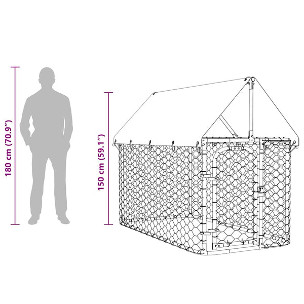 vidaXL Outdoor Dog Kennel with Roof 200x100x150 cm