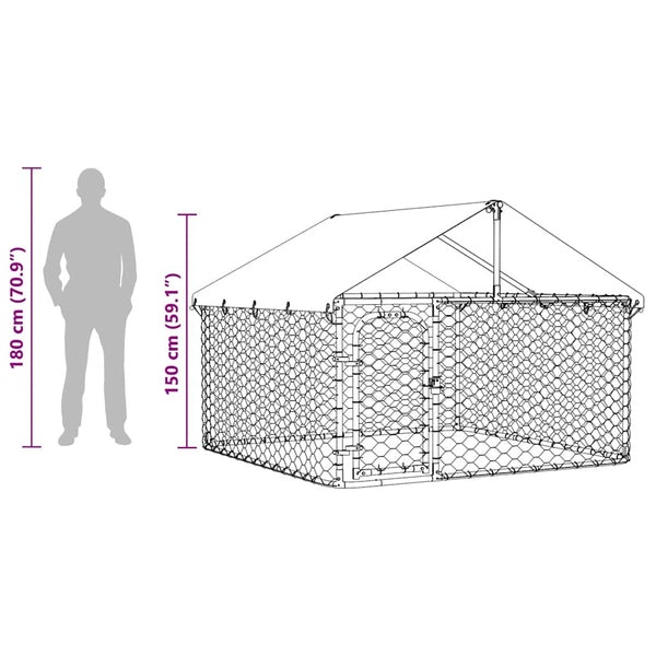 vidaXL Outdoor Dog Kennel with Roof 200x200x150 cm