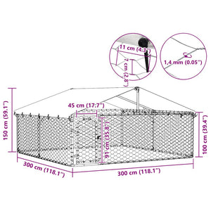 vidaXL Outdoor Dog Kennel with Roof 300x300x150 cm