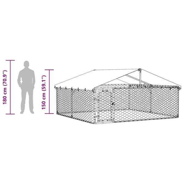 vidaXL Outdoor Dog Kennel with Roof 300x300x150 cm