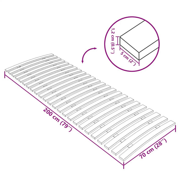 vidaXL Replacement Bed Slat Base with 24 Slats 70x200 cm