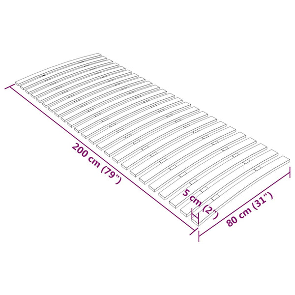 vidaXL Bed Slat Base Replacement with 24 Slats 80x200 cm